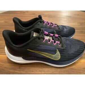 Nike Men's Air Winflo 9 Black Purple Gold Running Shoes #DD6203-007 Size 9.5